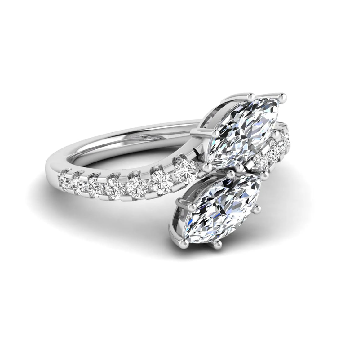 OctaPearl Toi Et Moi Lab Grown Diamond Bypass Shank Engagement Ring
