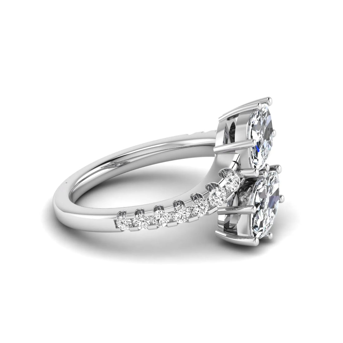 OctaPearl Toi Et Moi Lab Grown Diamond Bypass Shank Engagement Ring