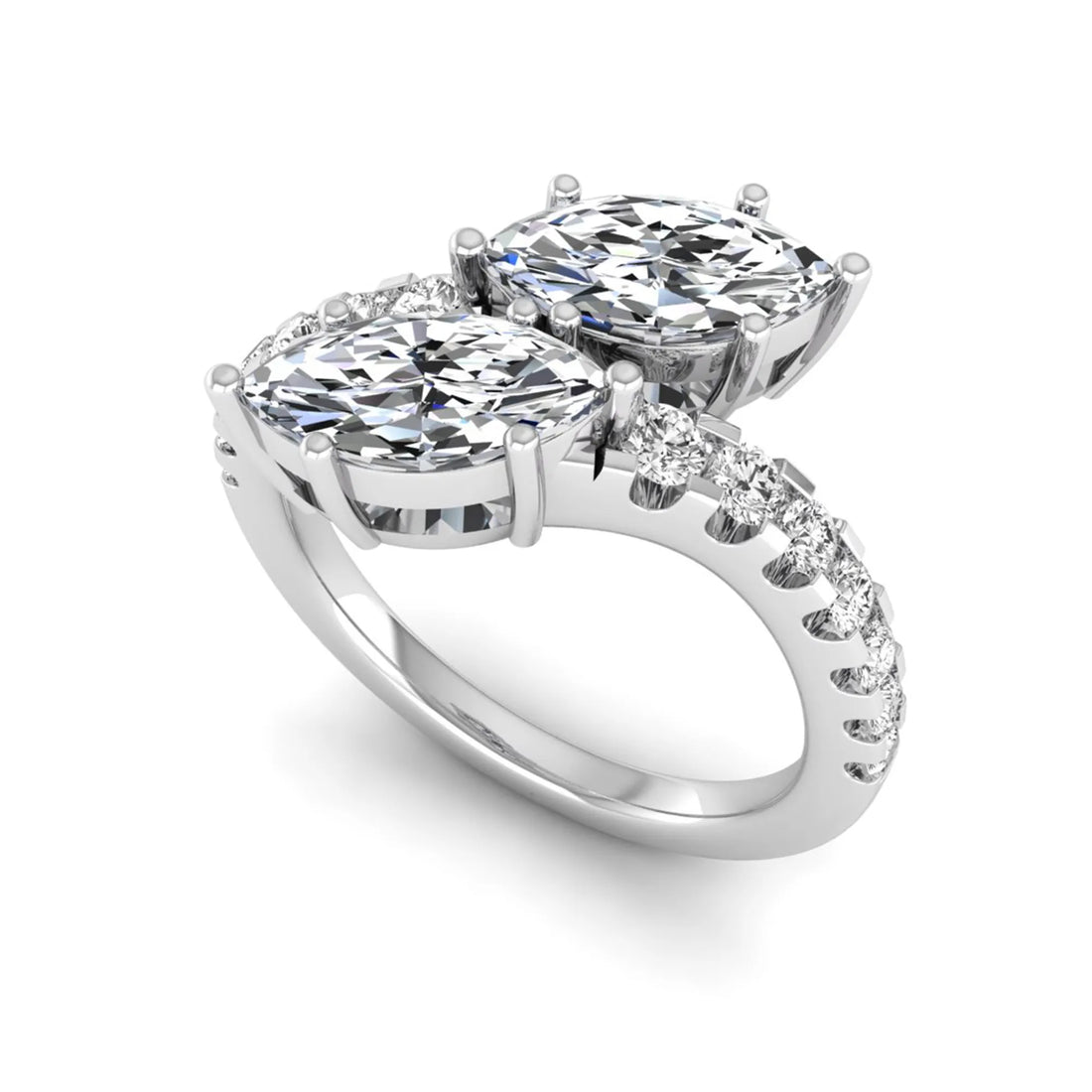 OctaPearl Toi Et Moi Lab Grown Diamond Bypass Shank Engagement Ring