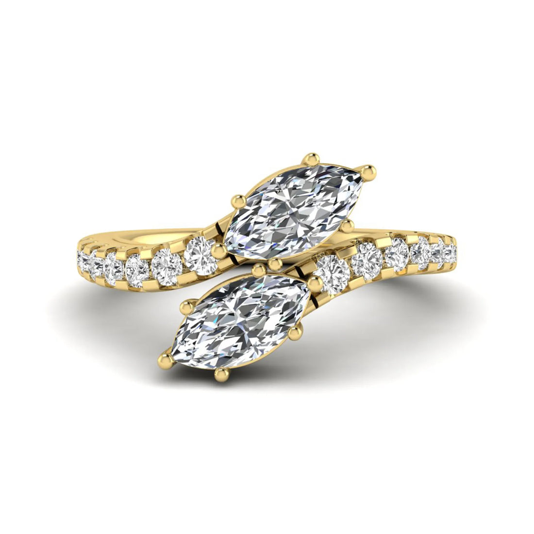 OctaPearl Toi Et Moi Lab Grown Diamond Bypass Shank Engagement Ring