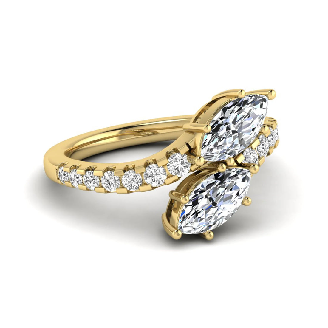 OctaPearl Toi Et Moi Lab Grown Diamond Bypass Shank Engagement Ring