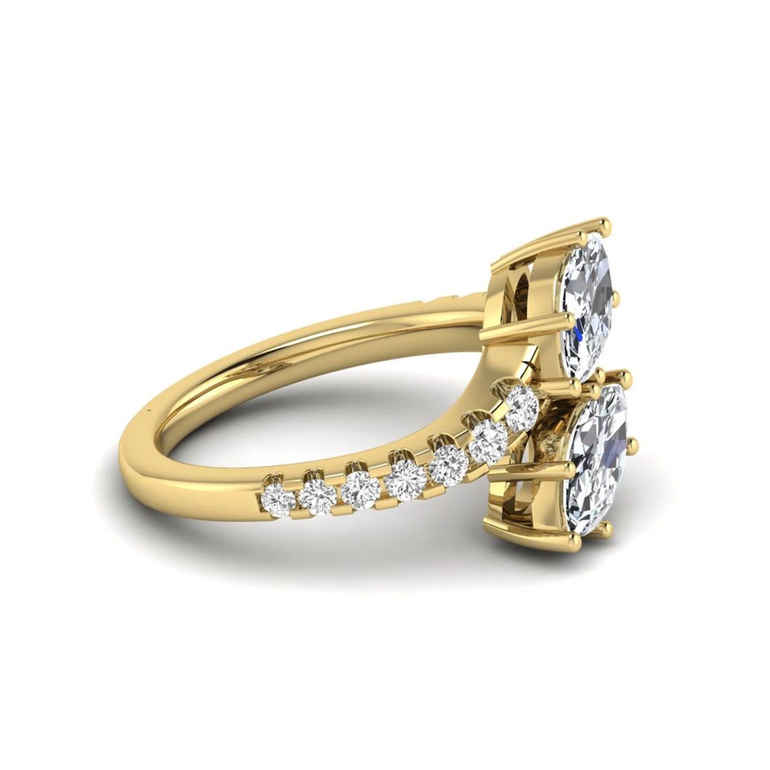 OctaPearl Toi Et Moi Lab Grown Diamond Bypass Shank Engagement Ring