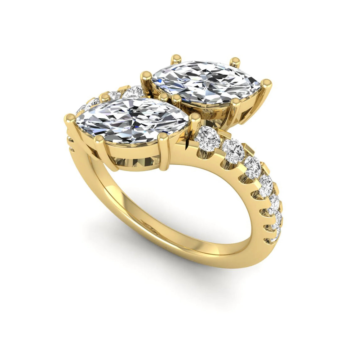 OctaPearl Toi Et Moi Lab Grown Diamond Bypass Shank Engagement Ring