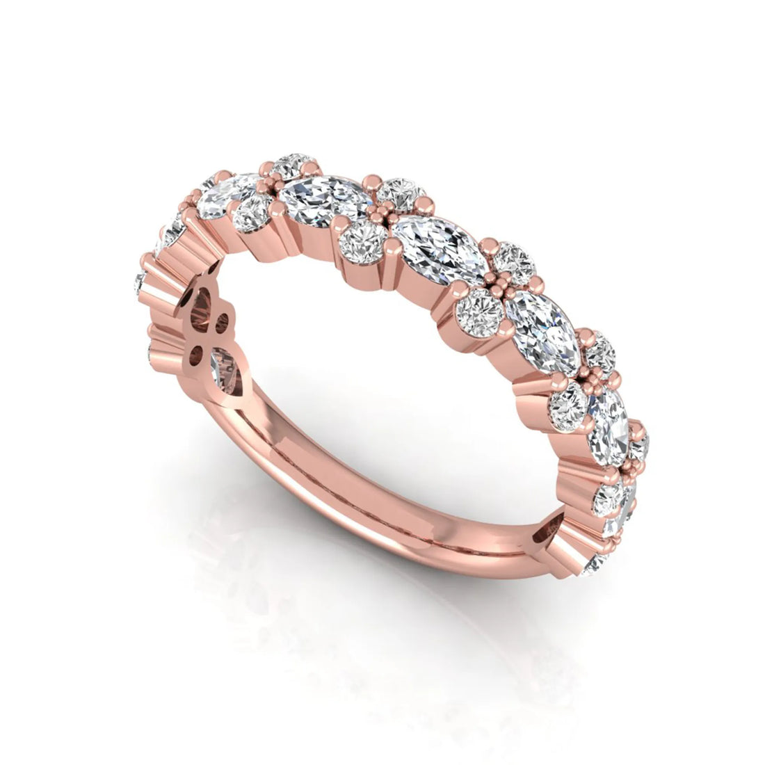 OctaPearl Half Eternity Stackable Lab Grown Diamond Wedding Band Ring