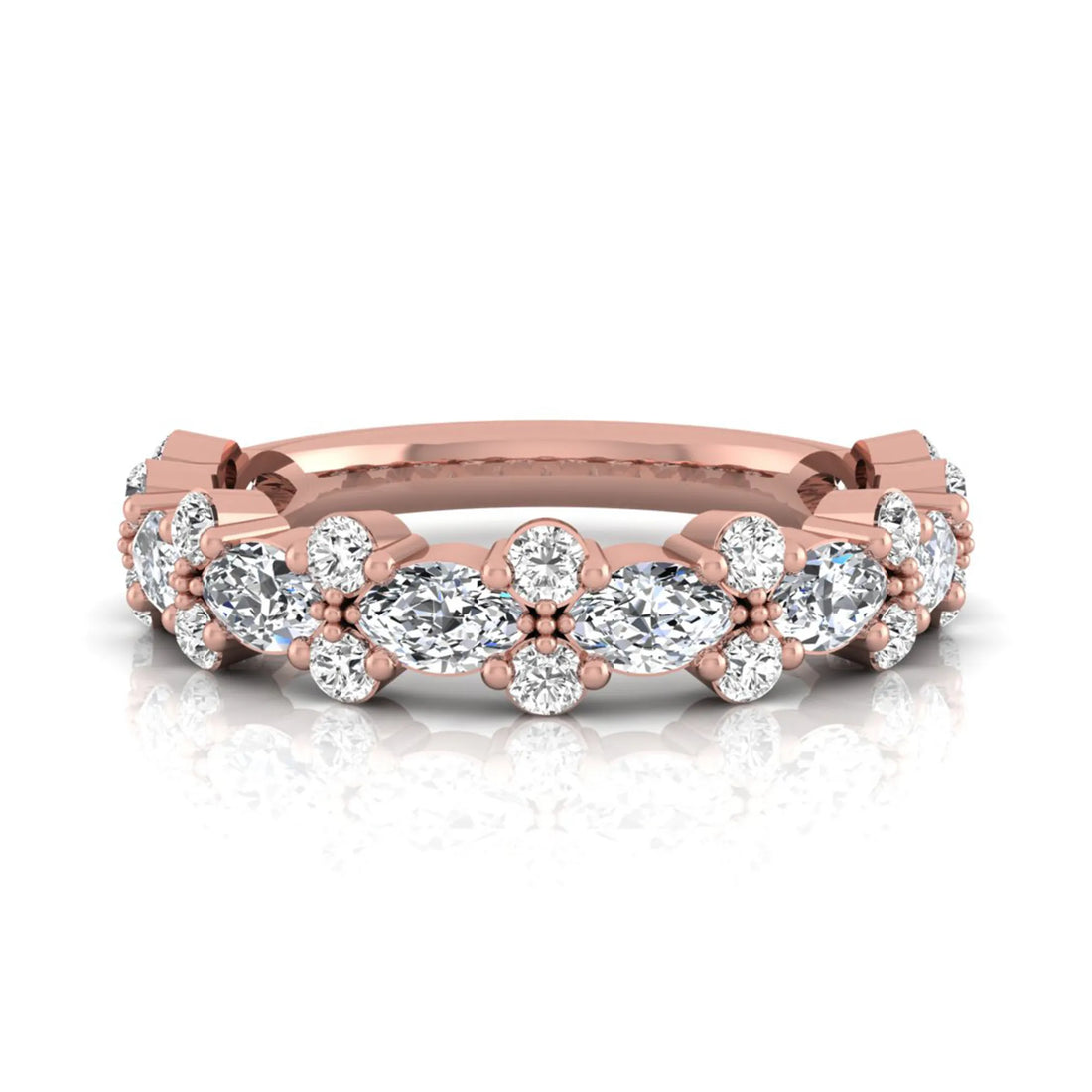 OctaPearl Half Eternity Stackable Lab Grown Diamond Wedding Band Ring