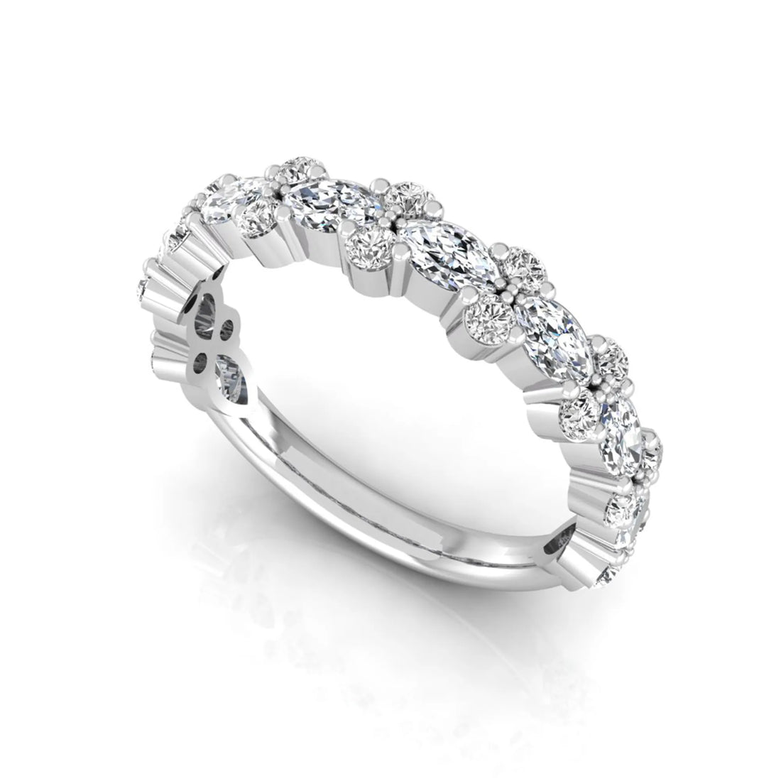 OctaPearl Half Eternity Stackable Lab Grown Diamond Wedding Band Ring