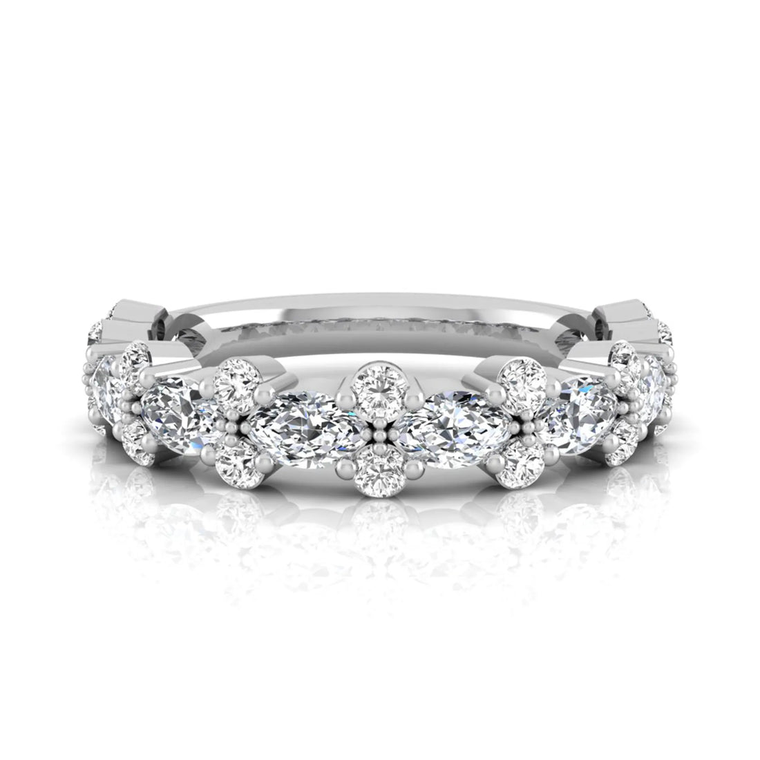 OctaPearl Half Eternity Stackable Lab Grown Diamond Wedding Band Ring