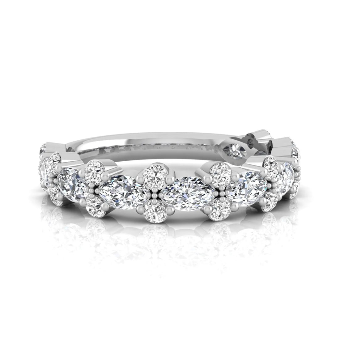 OctaPearl Half Eternity Stackable Lab Grown Diamond Wedding Band Ring