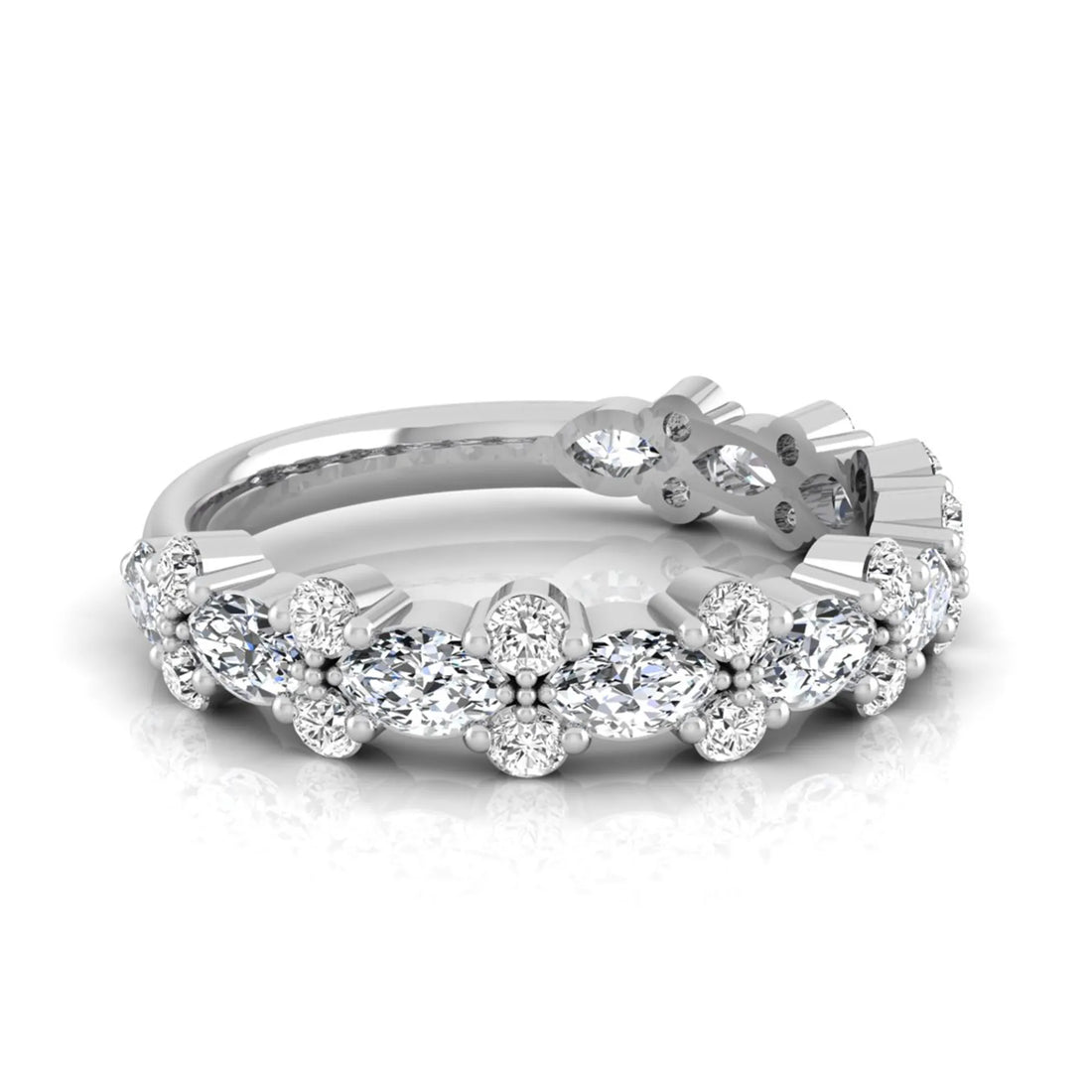 OctaPearl Half Eternity Stackable Lab Grown Diamond Wedding Band Ring