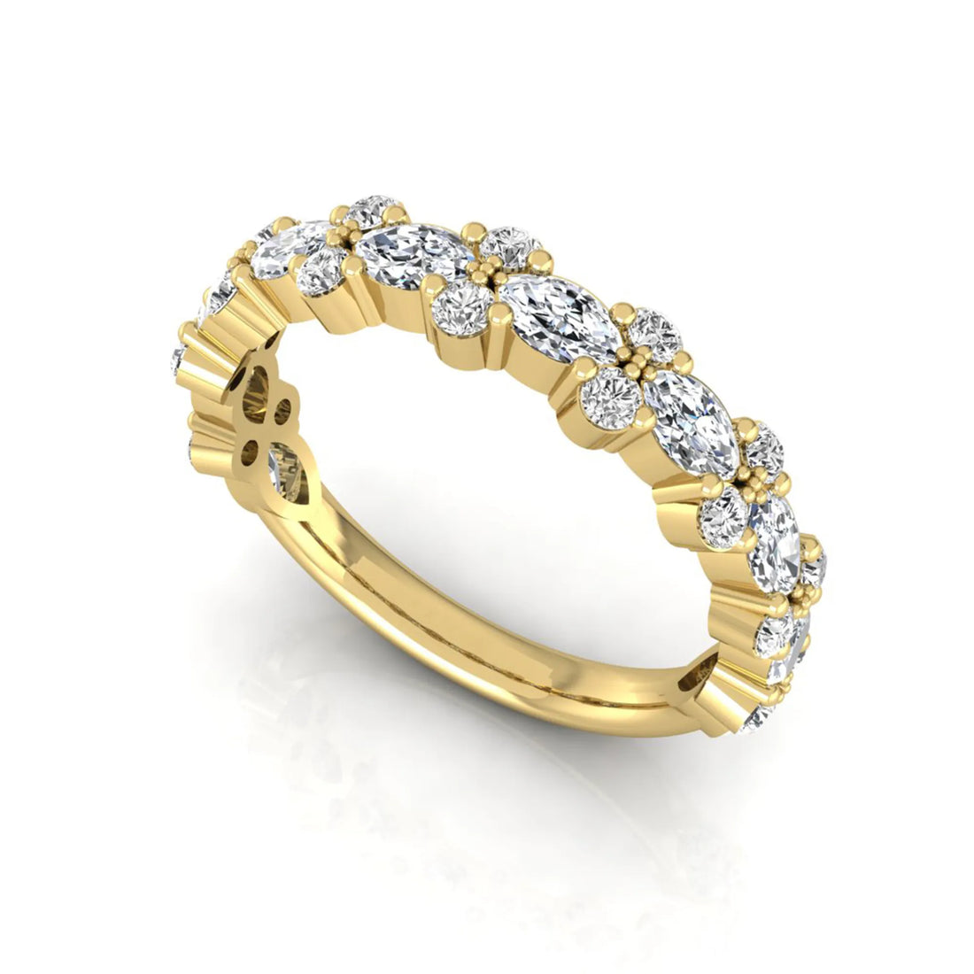 OctaPearl Half Eternity Stackable Lab Grown Diamond Wedding Band Ring