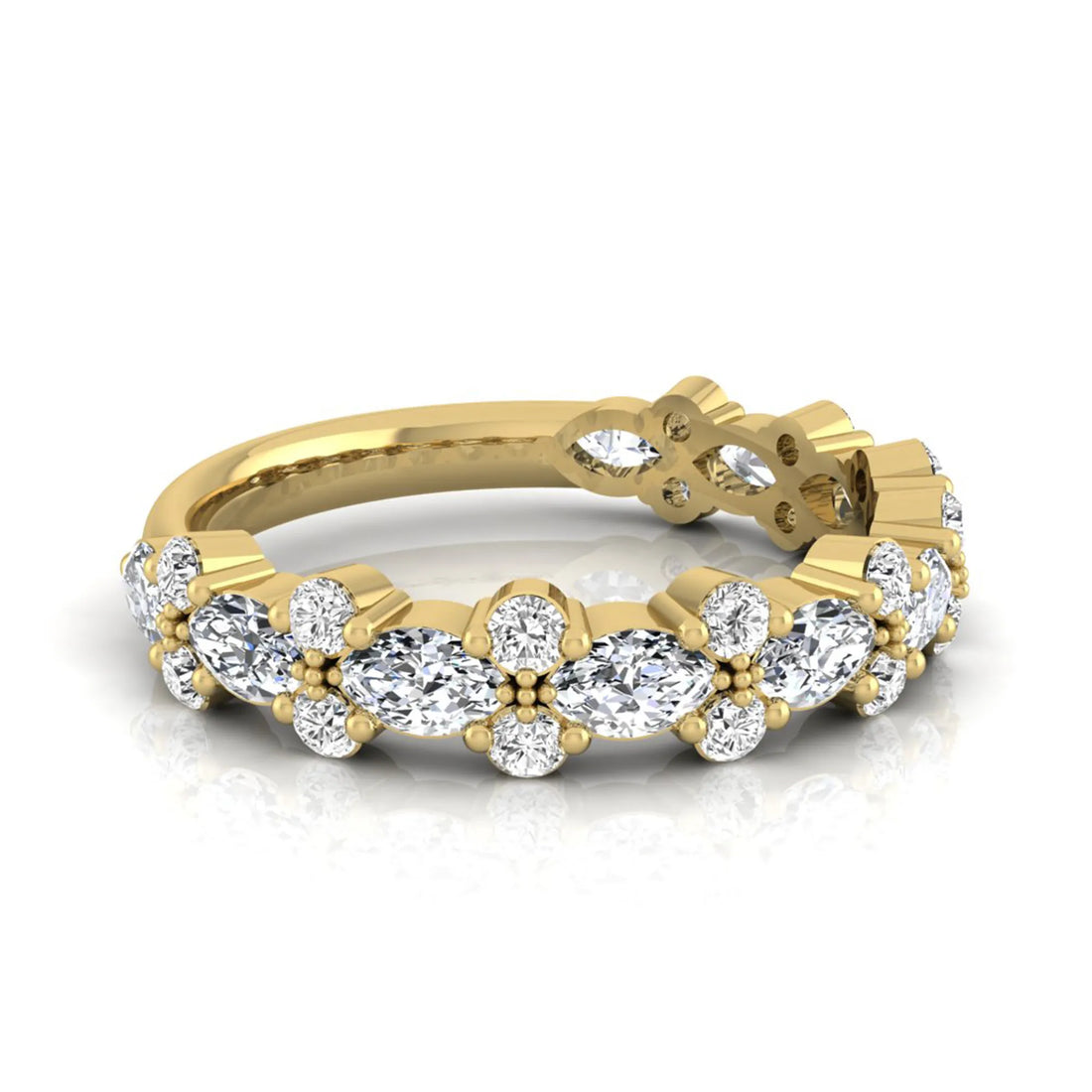 OctaPearl Half Eternity Stackable Lab Grown Diamond Wedding Band Ring