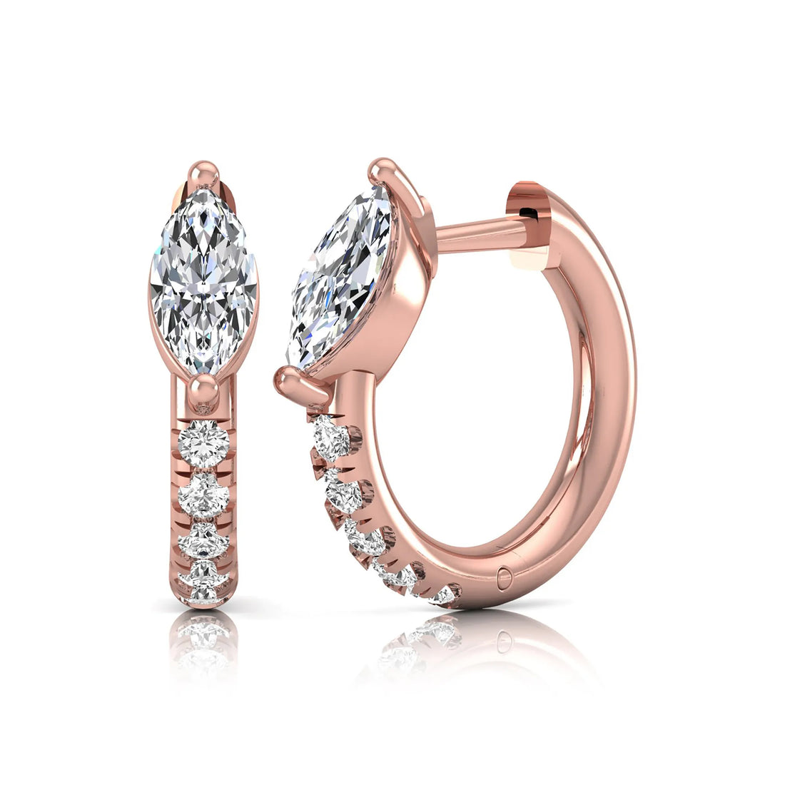 OctaPearl Marquise & Round Pavé Lab Grown Diamond Huggie Hoop Earrings