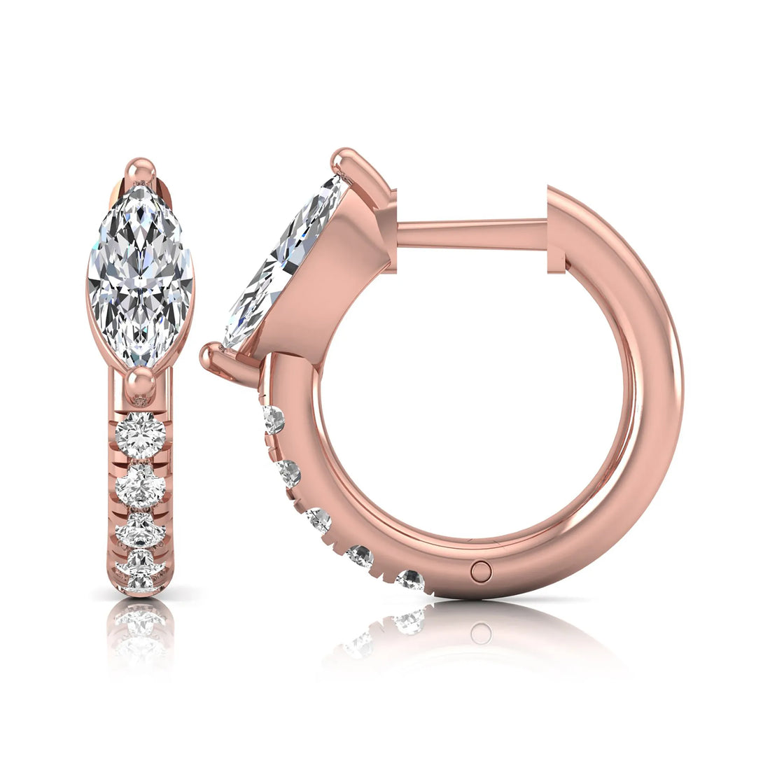 OctaPearl Marquise & Round Pavé Lab Grown Diamond Huggie Hoop Earrings