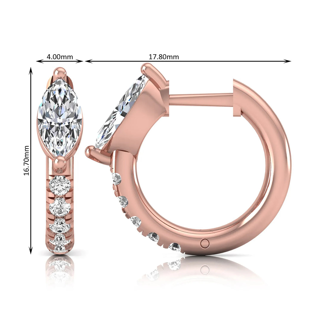 OctaPearl Marquise & Round Pavé Lab Grown Diamond Huggie Hoop Earrings