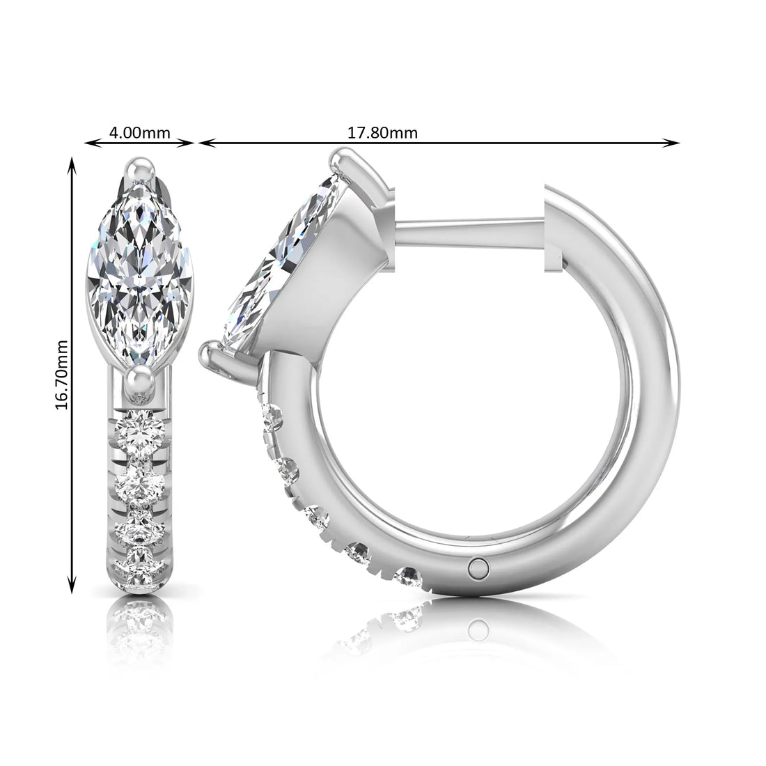 OctaPearl Marquise & Round Pavé Lab Grown Diamond Huggie Hoop Earrings