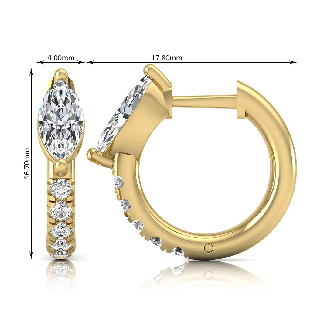 OctaPearl Marquise & Round Pavé Lab Grown Diamond Huggie Hoop Earrings