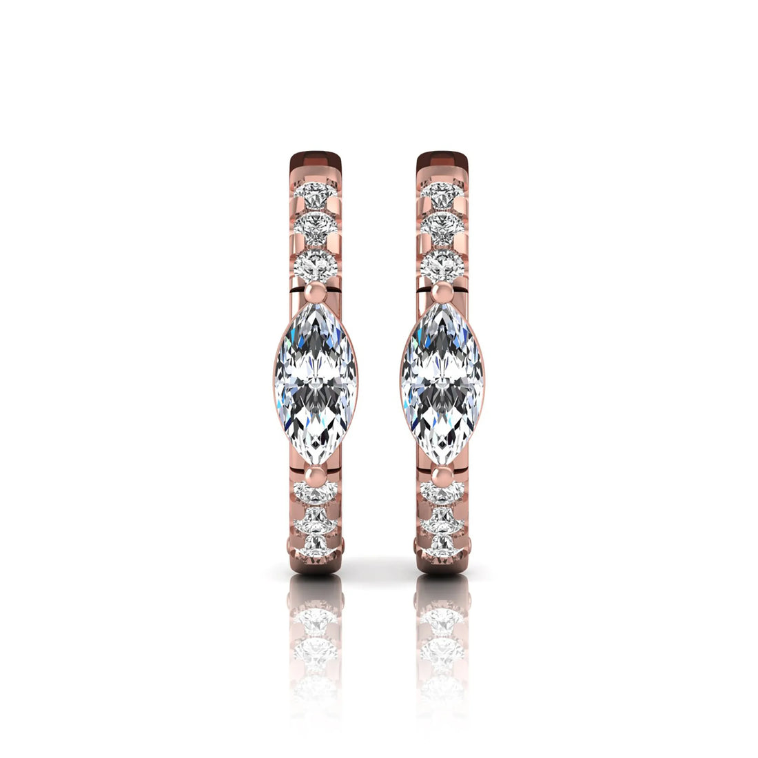 OctaPearl Marquise & Round Pavé Lab Grown Diamond Huggie Hoop Earrings