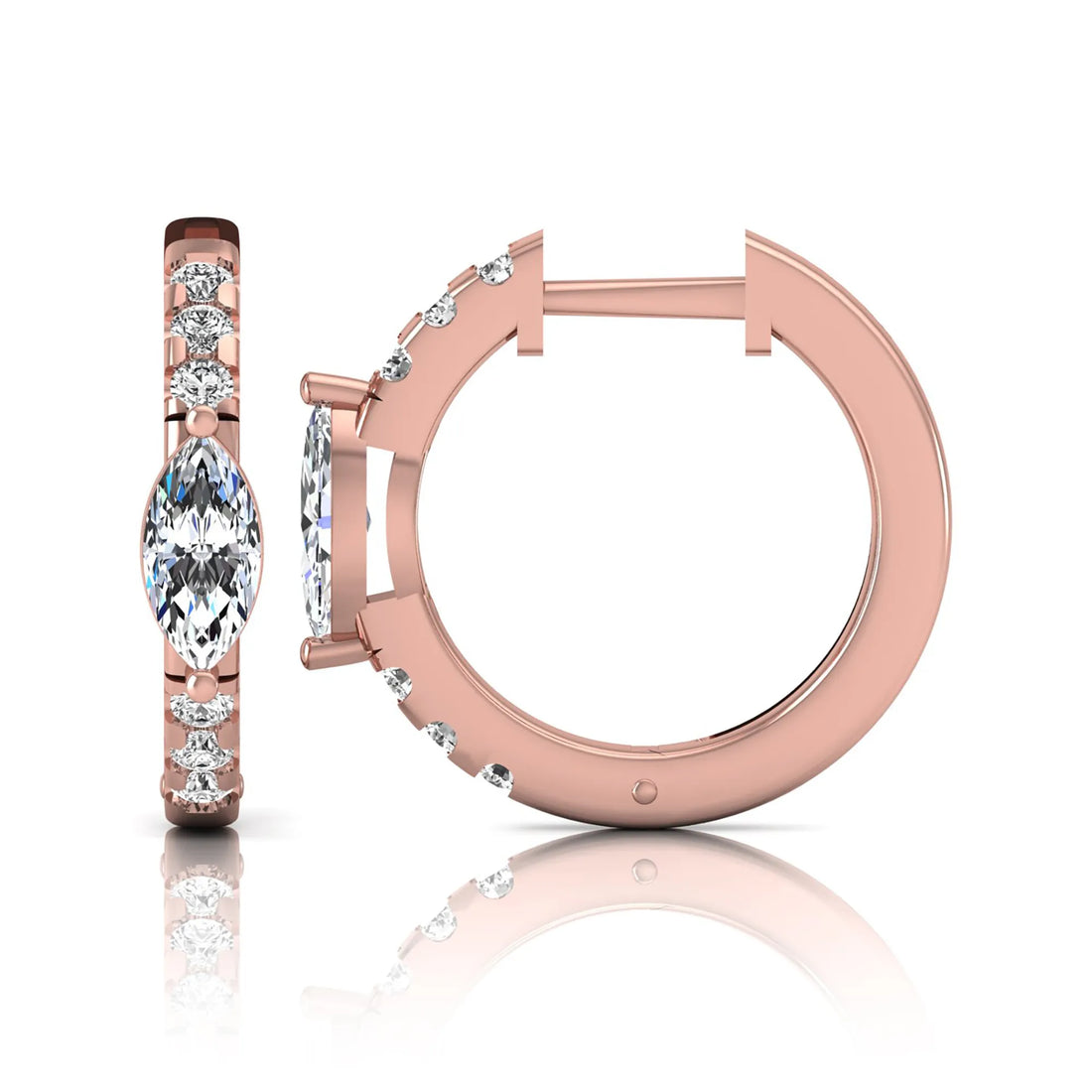 OctaPearl Marquise & Round Pavé Lab Grown Diamond Huggie Hoop Earrings