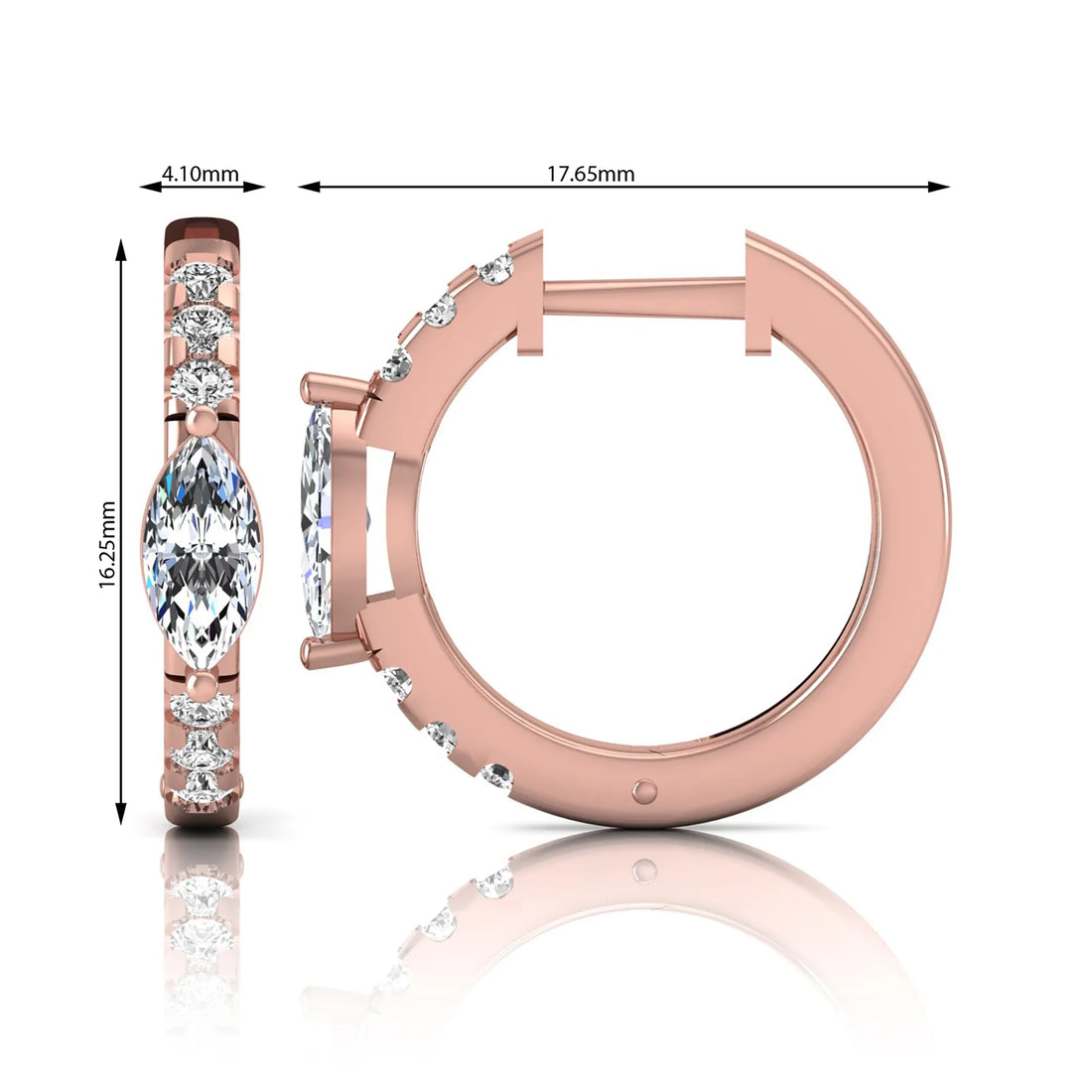 OctaPearl Marquise & Round Pavé Lab Grown Diamond Huggie Hoop Earrings