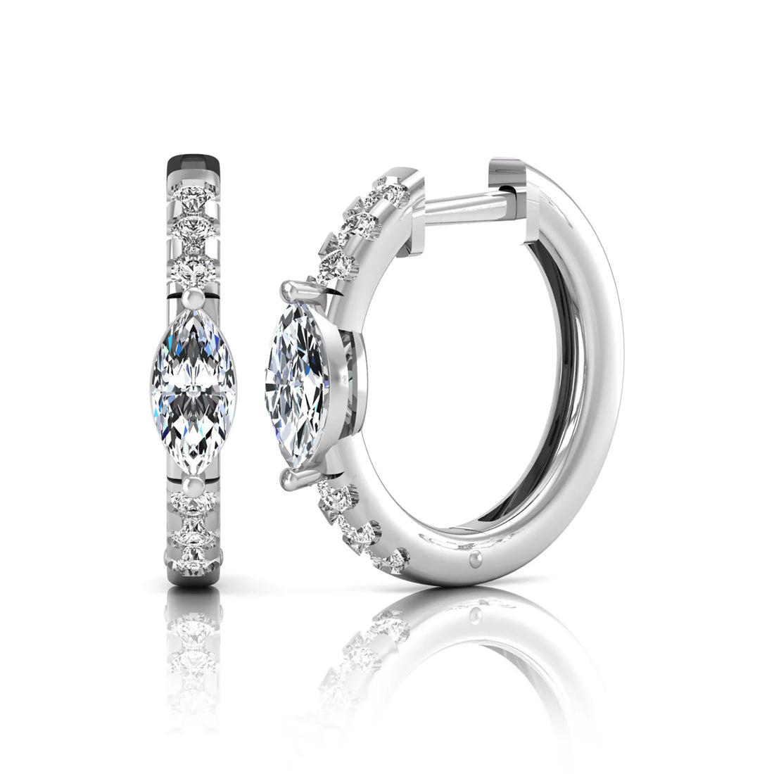 OctaPearl Marquise & Round Pavé Lab Grown Diamond Huggie Hoop Earrings
