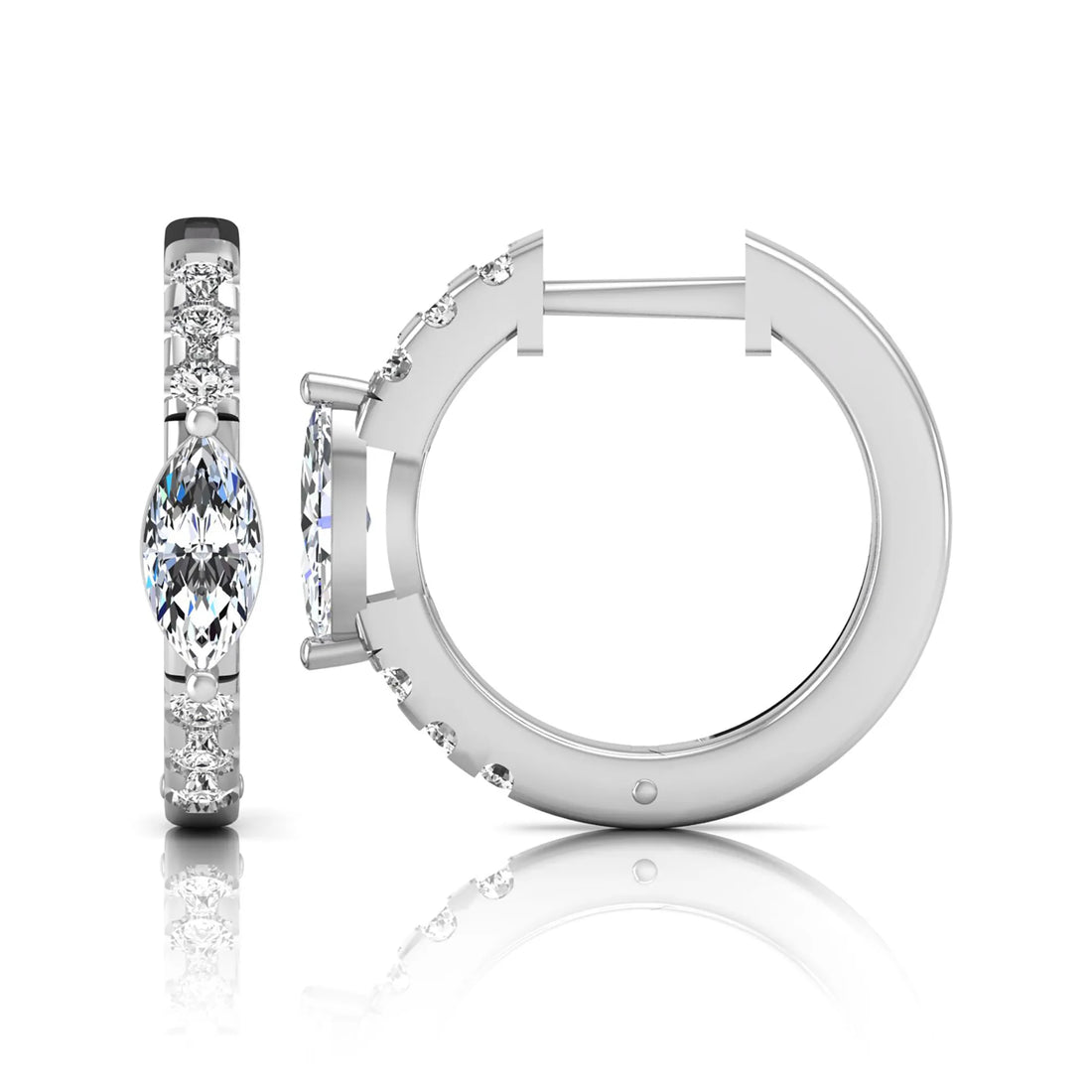 OctaPearl Marquise & Round Pavé Lab Grown Diamond Huggie Hoop Earrings