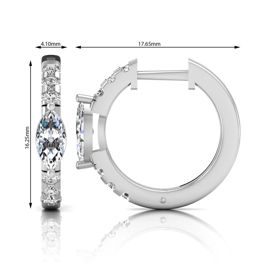 OctaPearl Marquise & Round Pavé Lab Grown Diamond Huggie Hoop Earrings