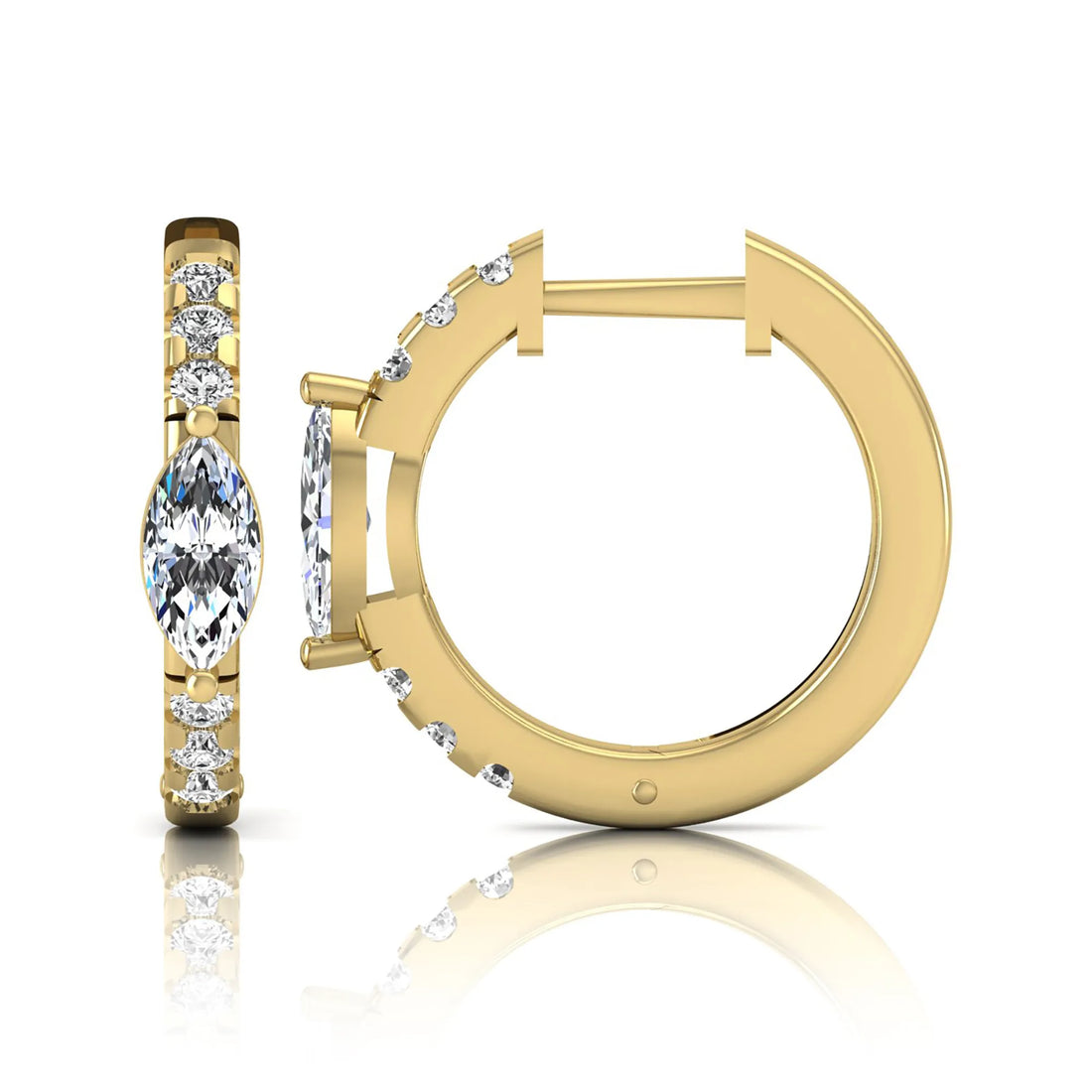OctaPearl Marquise & Round Pavé Lab Grown Diamond Huggie Hoop Earrings
