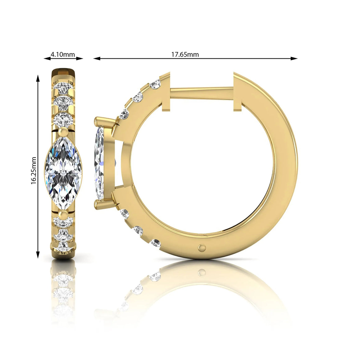OctaPearl Marquise & Round Pavé Lab Grown Diamond Huggie Hoop Earrings