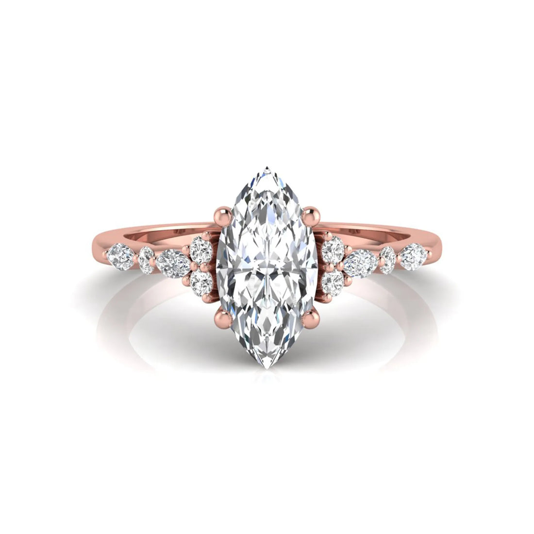 OctaPearl 1 ct Marquise Side Stone Lab Grown Diamond Engagement Ring