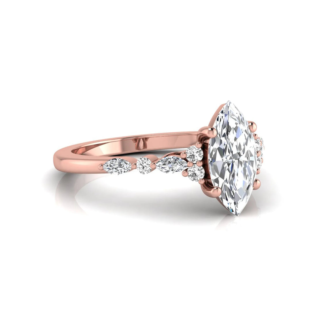 OctaPearl 1 ct Marquise Side Stone Lab Grown Diamond Engagement Ring