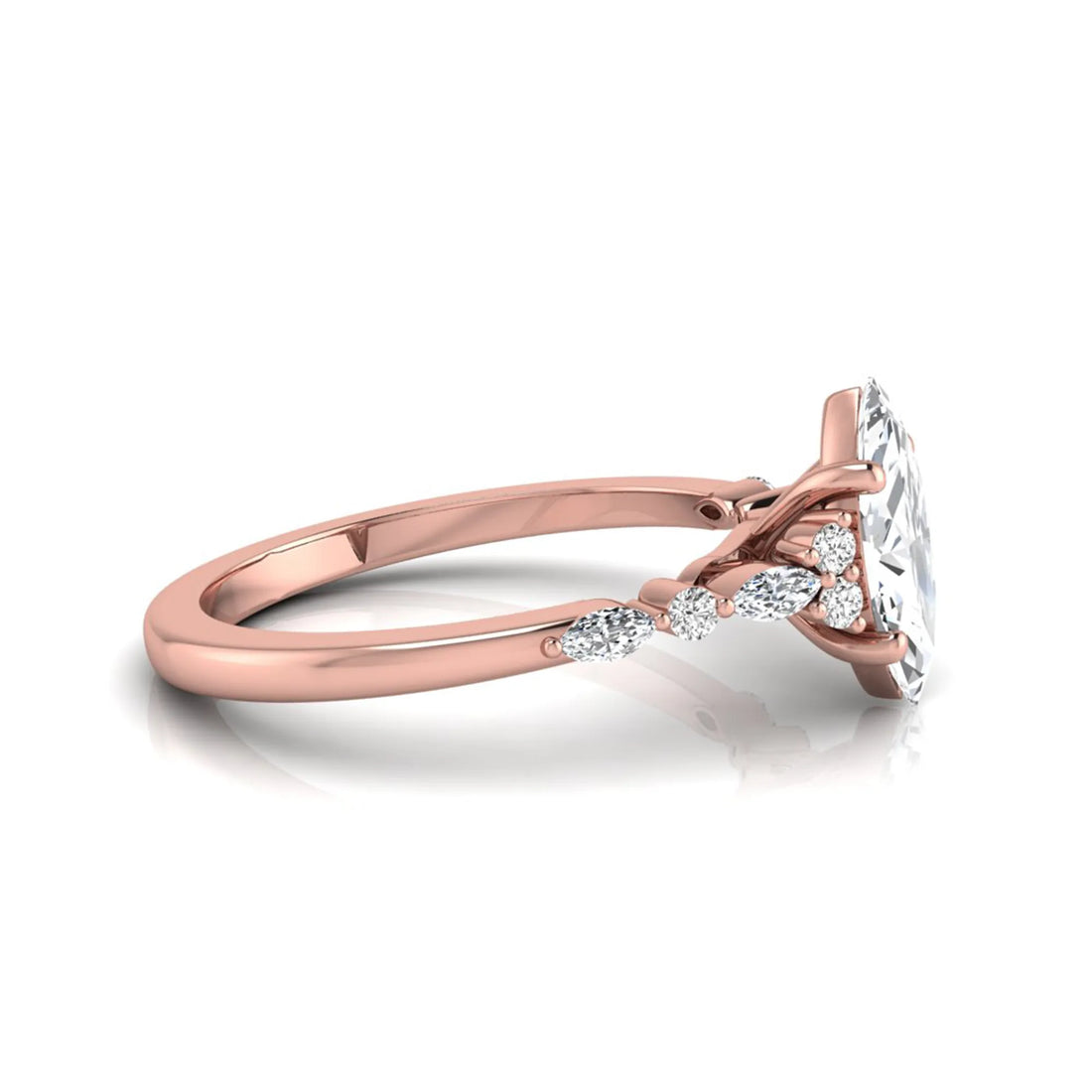 OctaPearl 1 ct Marquise Side Stone Lab Grown Diamond Engagement Ring