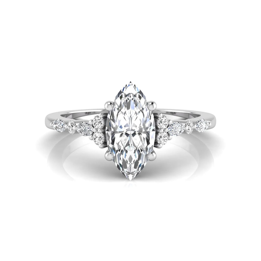 OctaPearl 1 ct Marquise Side Stone Lab Grown Diamond Engagement Ring