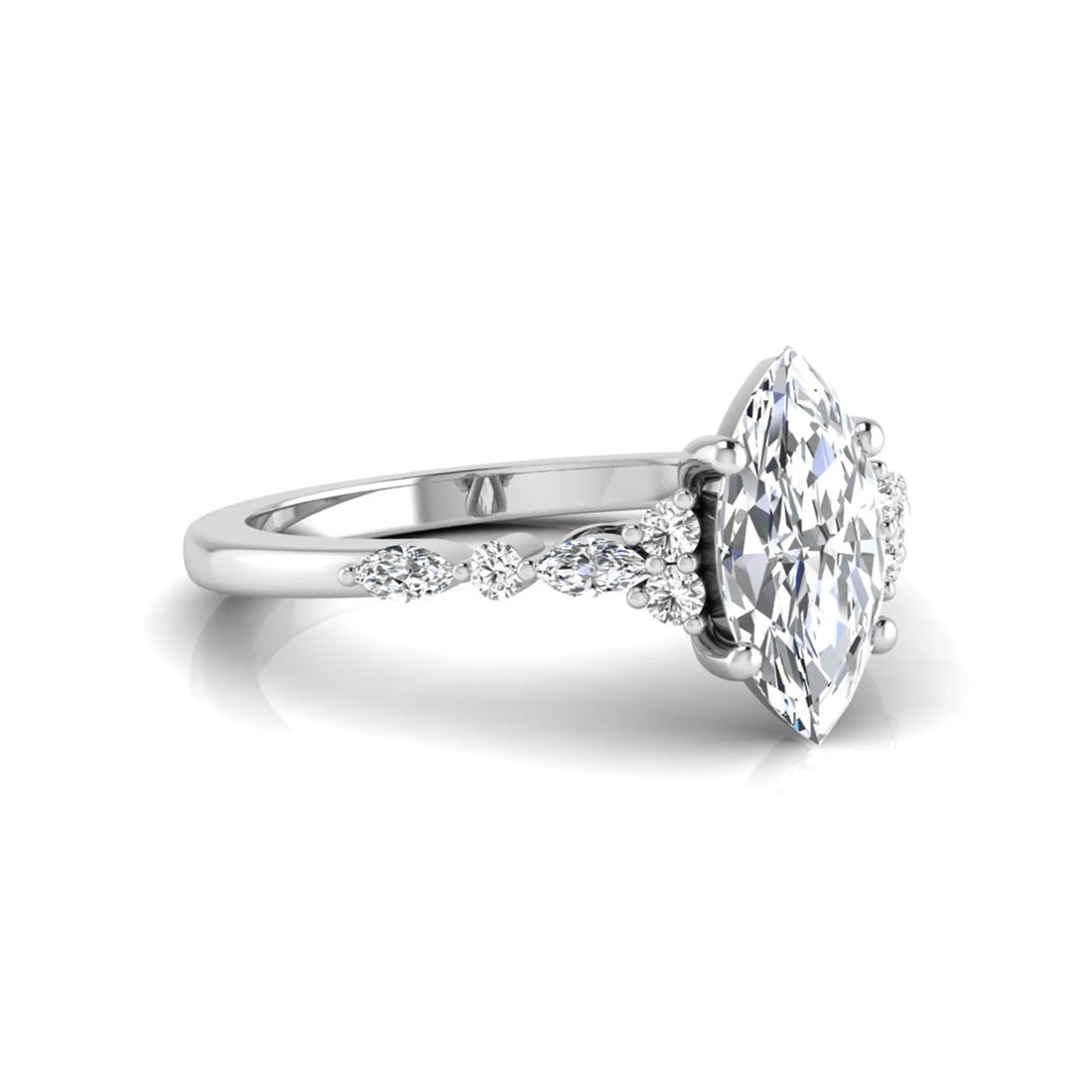 OctaPearl 1 ct Marquise Side Stone Lab Grown Diamond Engagement Ring