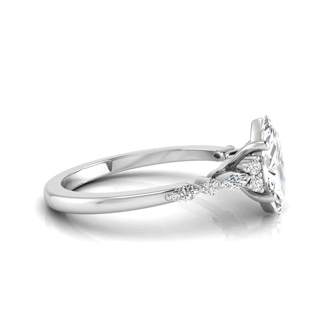 OctaPearl 1 ct Marquise Side Stone Lab Grown Diamond Engagement Ring
