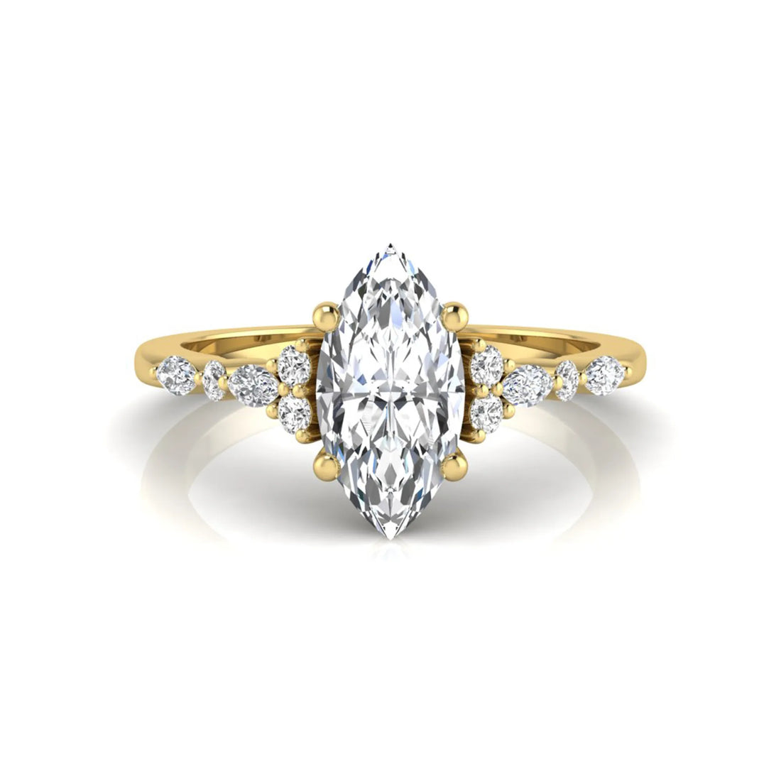 OctaPearl 1 ct Marquise Side Stone Lab Grown Diamond Engagement Ring