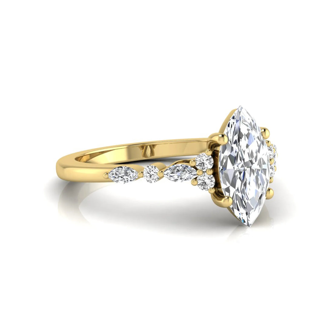 OctaPearl 1 ct Marquise Side Stone Lab Grown Diamond Engagement Ring