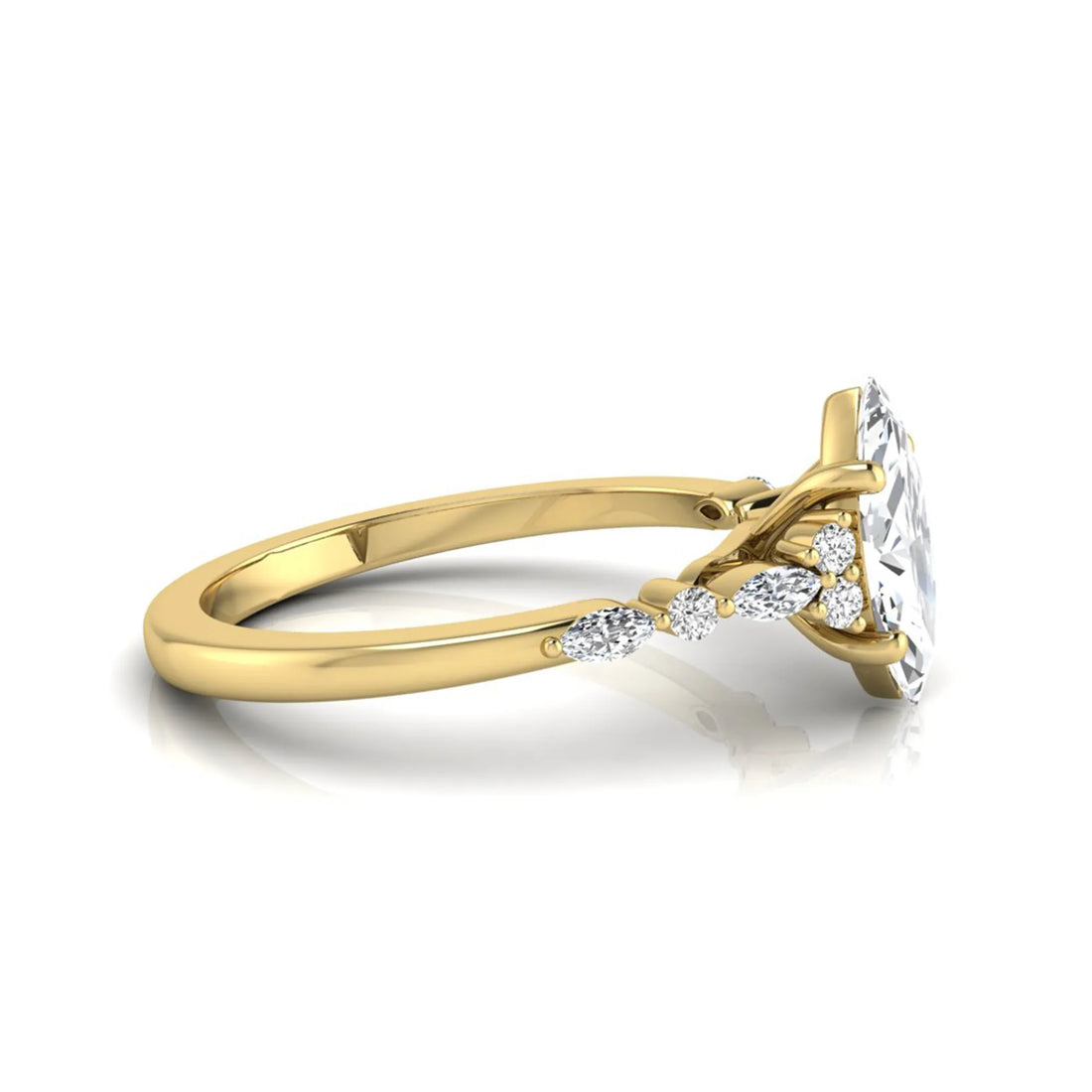 OctaPearl 1 ct Marquise Side Stone Lab Grown Diamond Engagement Ring