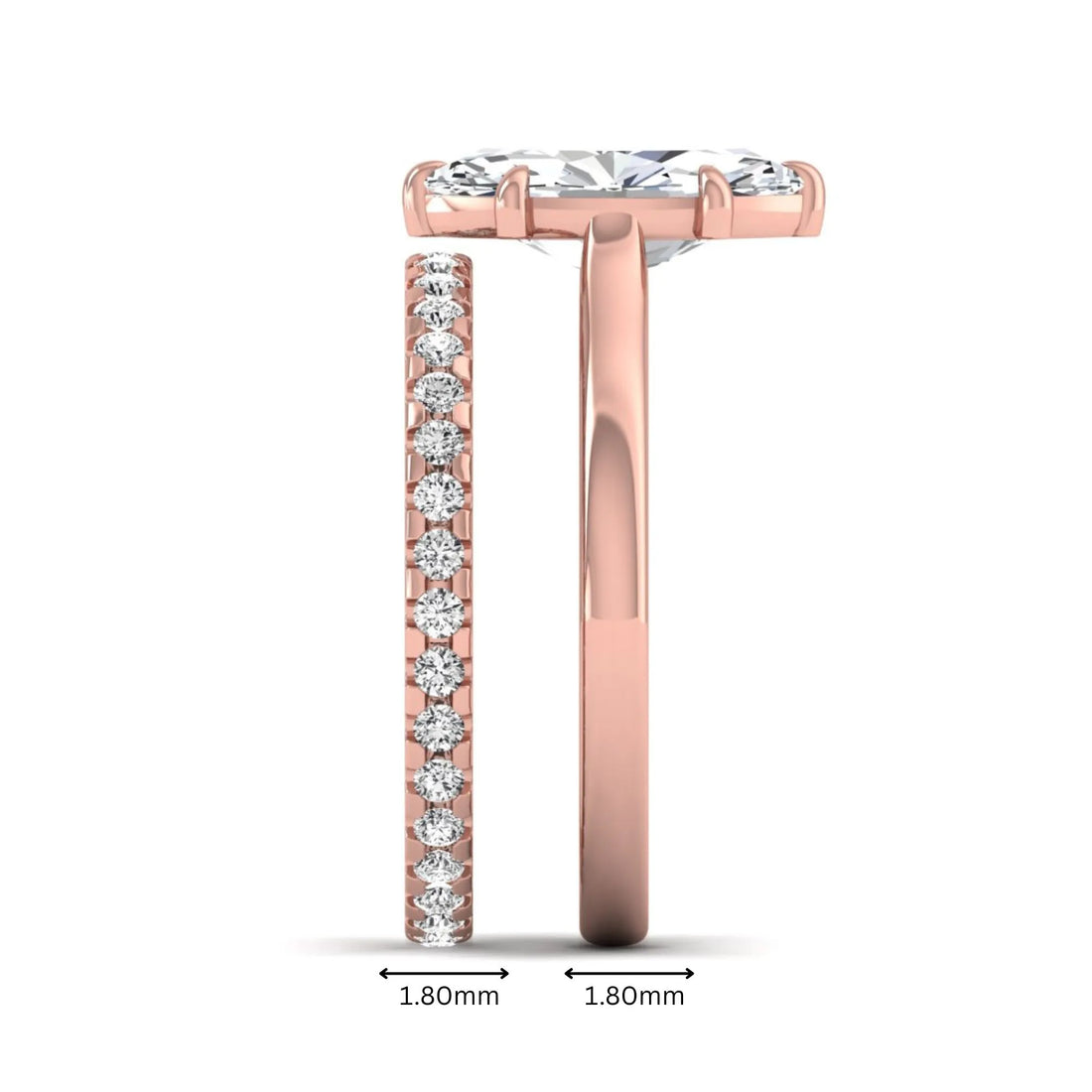 OctaPearl 1.5 ct Marquise Six Prong Lab Grown Diamond Bridal Ring Set with Eternity Band