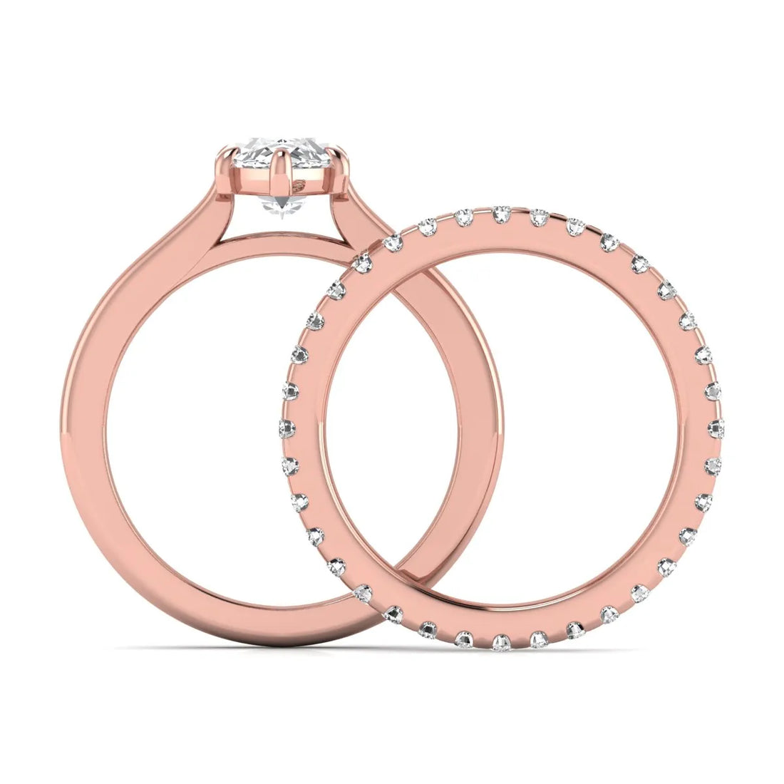 OctaPearl 1.5 ct Marquise Six Prong Lab Grown Diamond Bridal Ring Set with Eternity Band