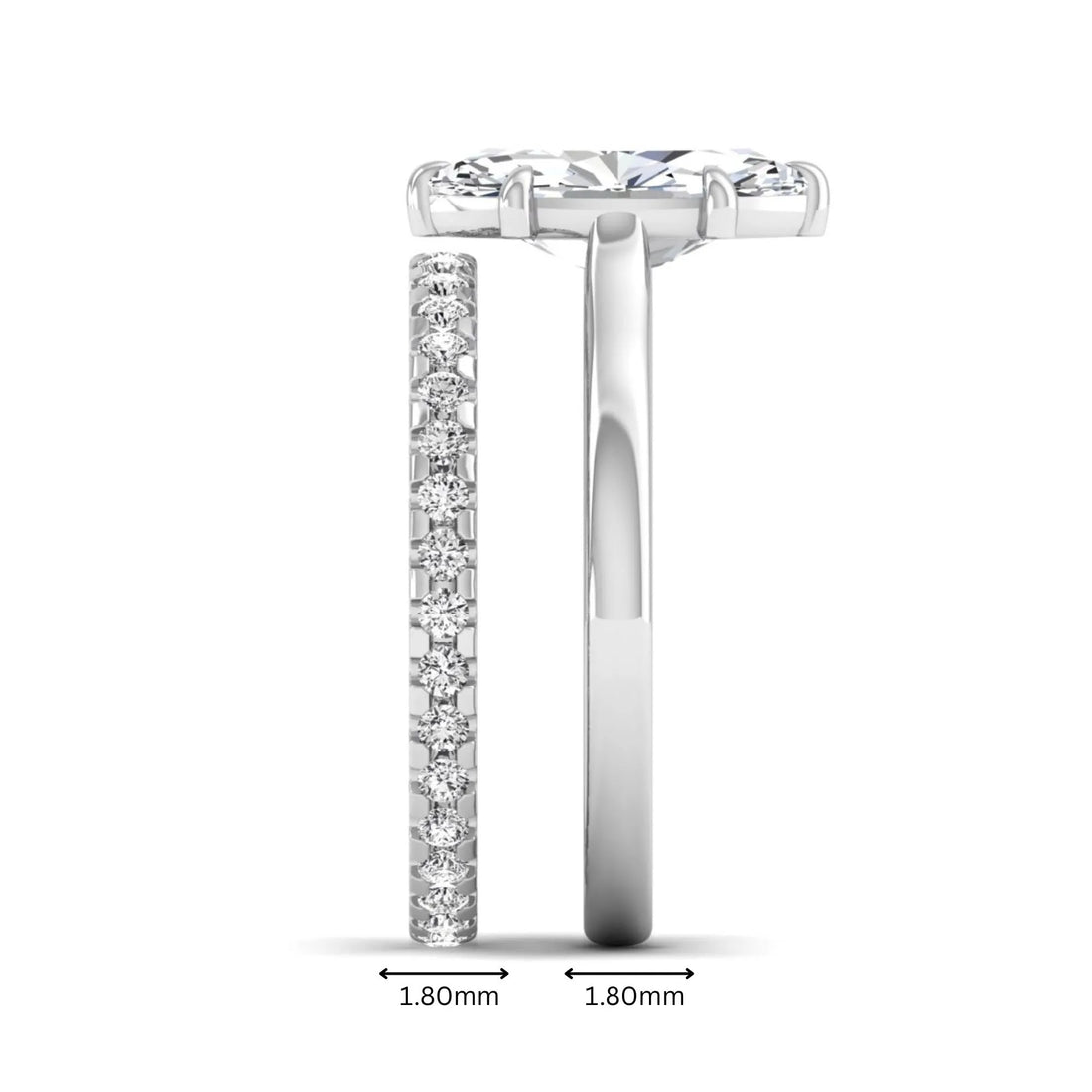 OctaPearl 1.5 ct Marquise Six Prong Lab Grown Diamond Bridal Ring Set with Eternity Band