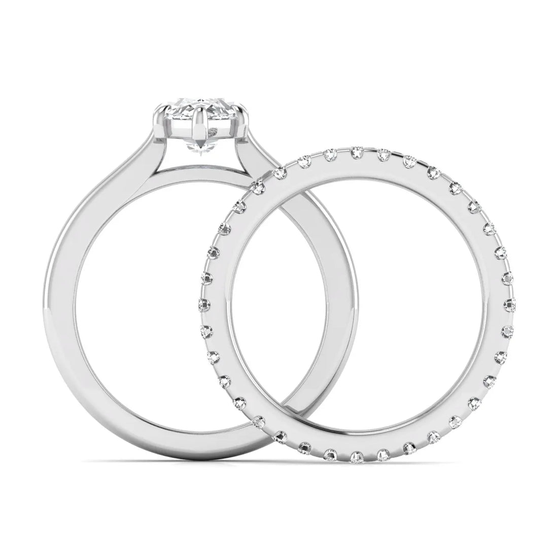 OctaPearl 1.5 ct Marquise Six Prong Lab Grown Diamond Bridal Ring Set with Eternity Band