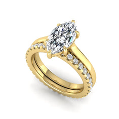 OctaPearl 1.5 ct Marquise Six Prong Lab Grown Diamond Bridal Ring Set with Eternity Band - alternate view