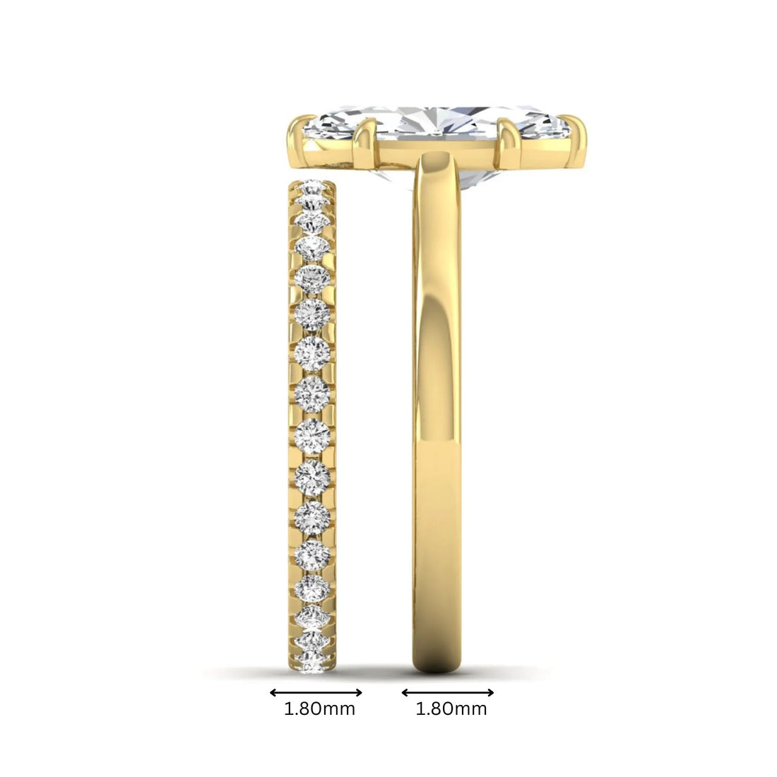 OctaPearl 1.5 ct Marquise Six Prong Lab Grown Diamond Bridal Ring Set with Eternity Band