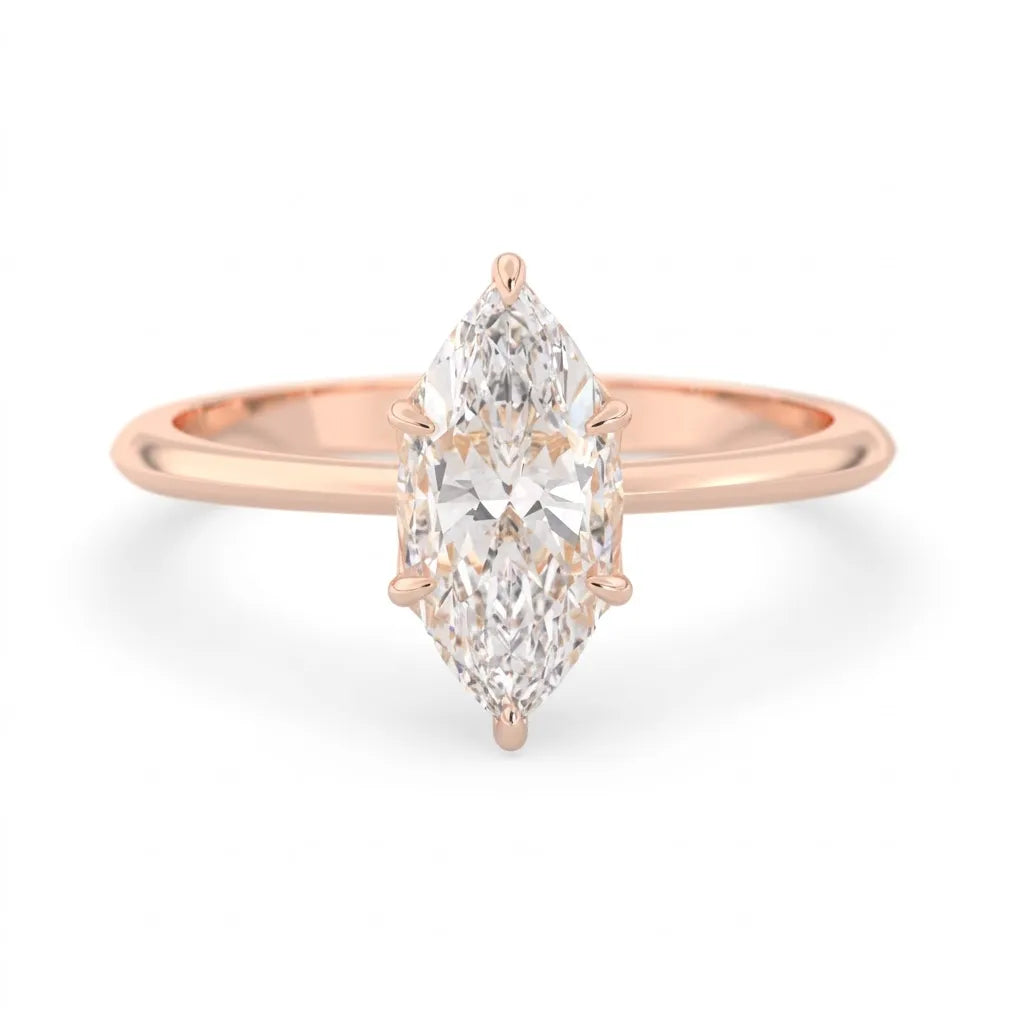 OctaPearl 2 ct Marquise Lab Grown Diamond Solitaire Engagement Ring