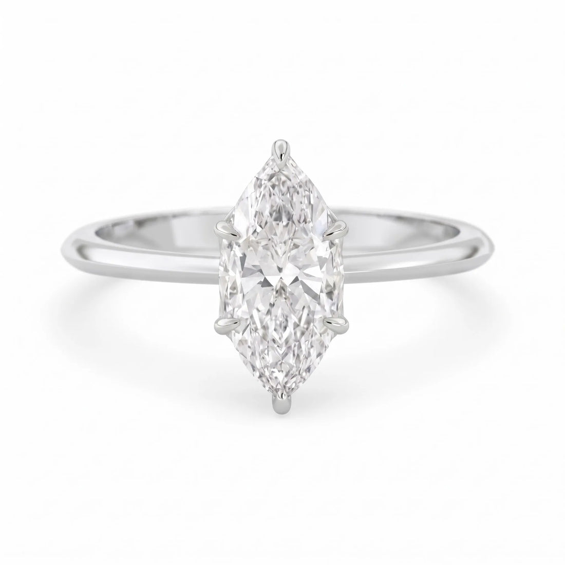 OctaPearl 2 ct Marquise Lab Grown Diamond Solitaire Engagement Ring
