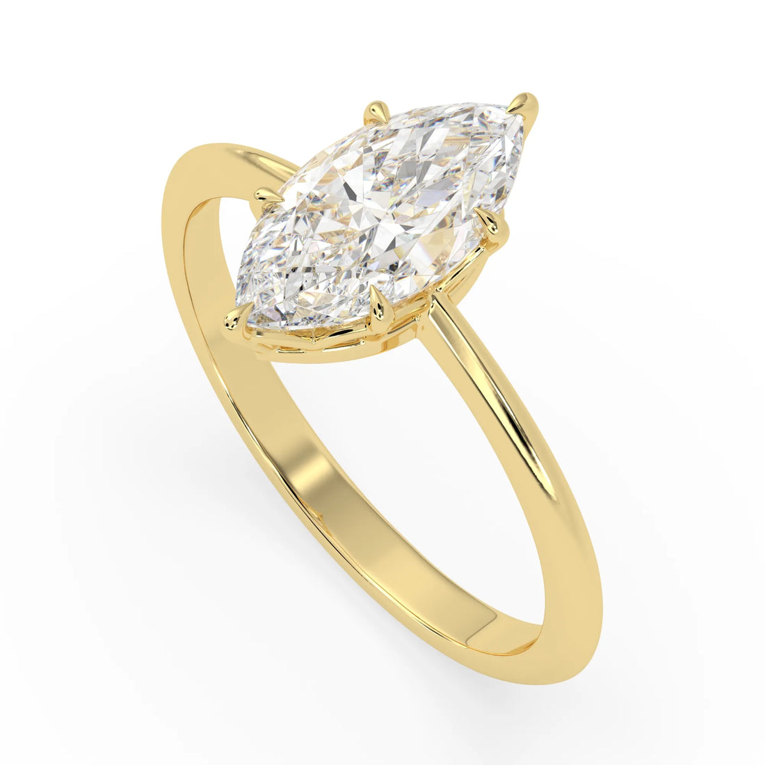 OctaPearl 2 ct Marquise Lab Grown Diamond Solitaire Engagement Ring