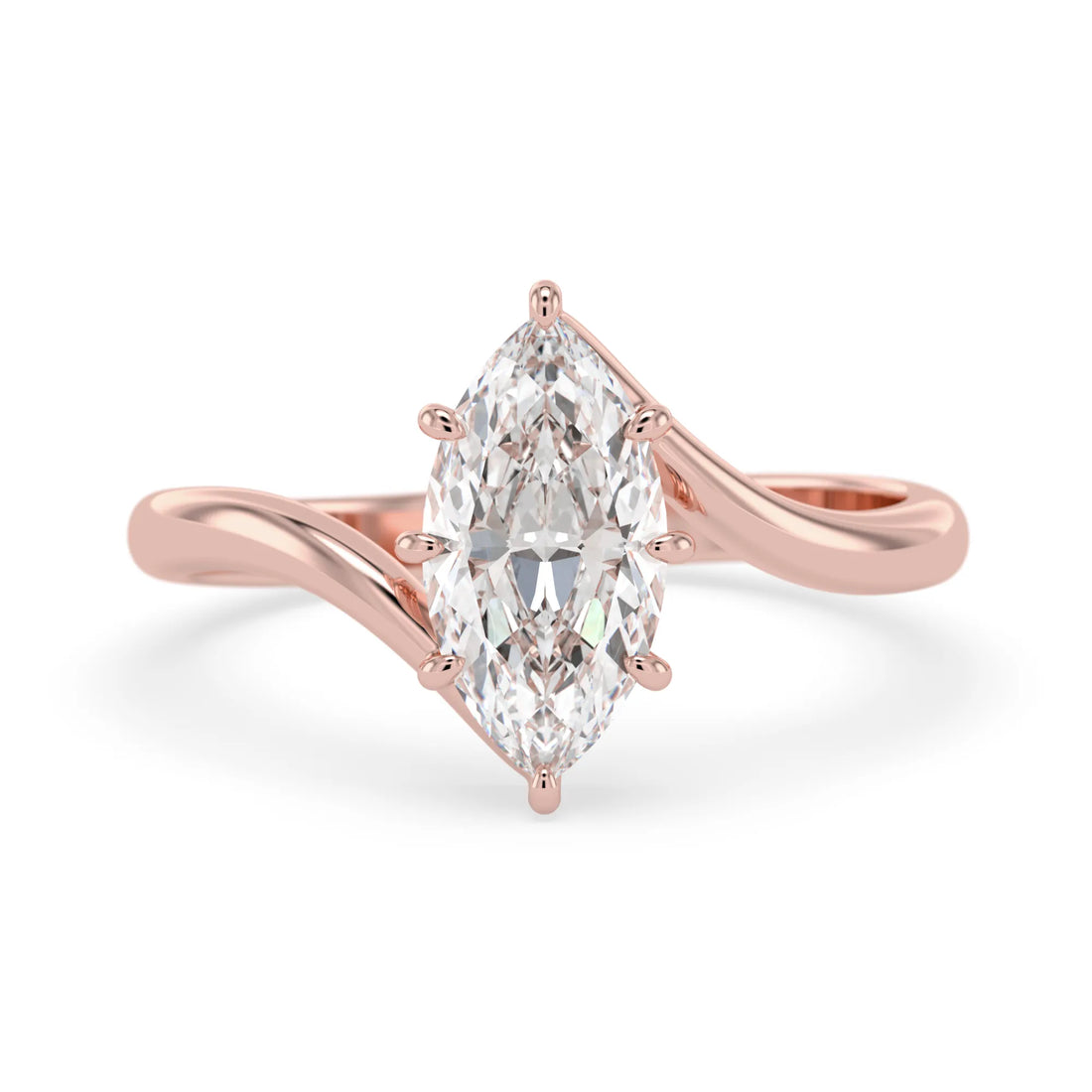 OctaPearl 2 ct Marquise Lab Grown Diamond Bypass Solitaire Engagement Ring