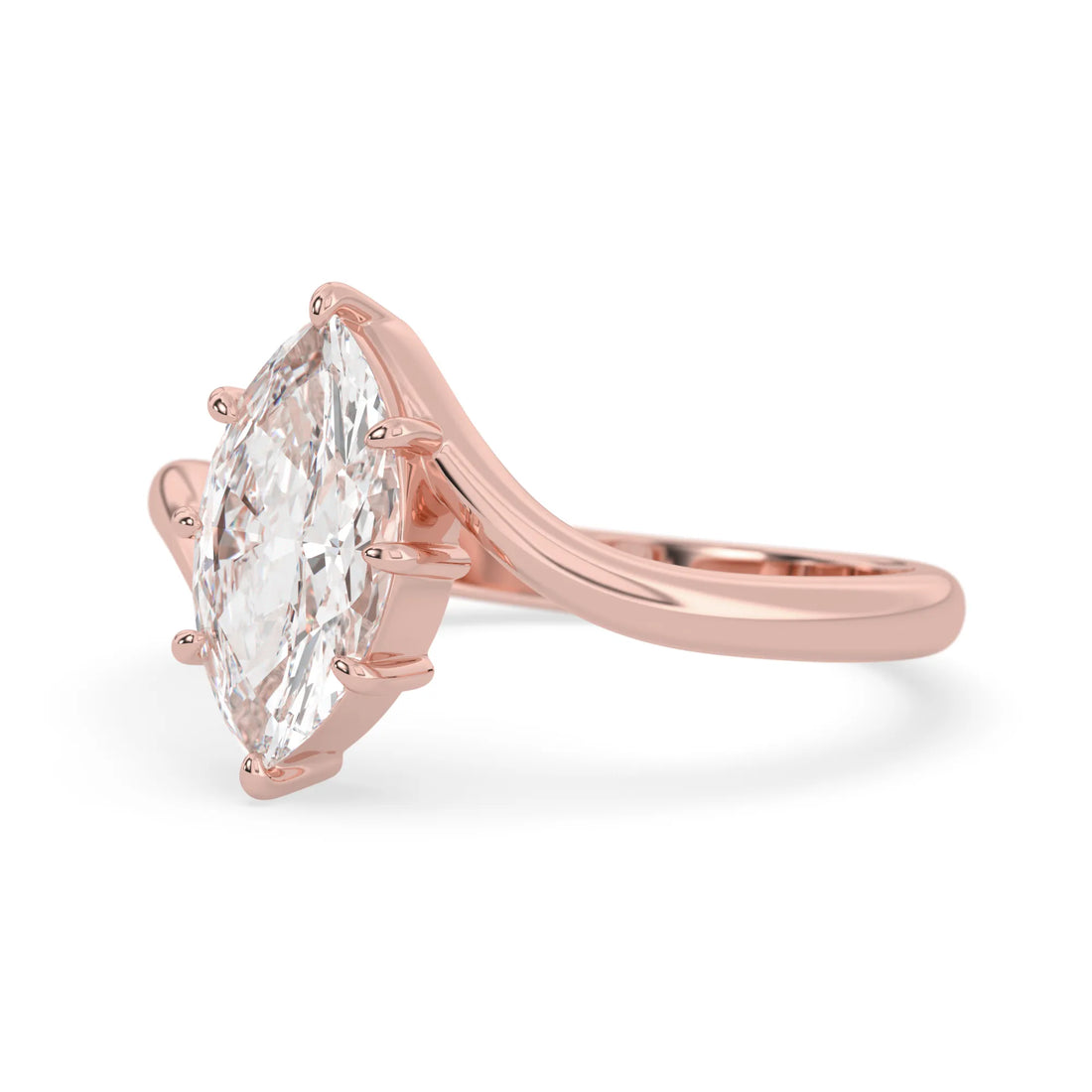 OctaPearl 2 ct Marquise Lab Grown Diamond Bypass Solitaire Engagement Ring