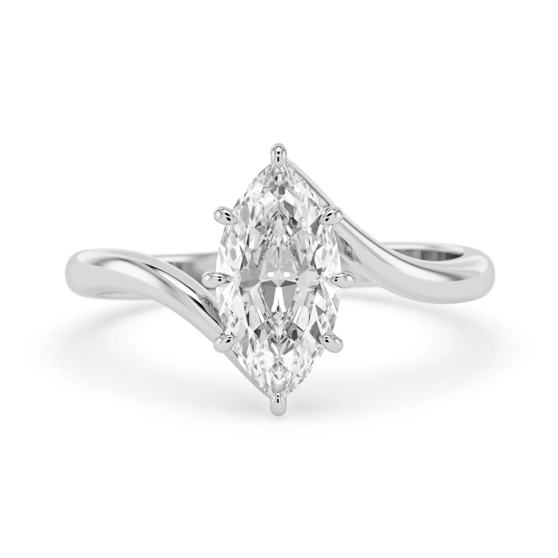 OctaPearl 2 ct Marquise Lab Grown Diamond Bypass Solitaire Engagement Ring