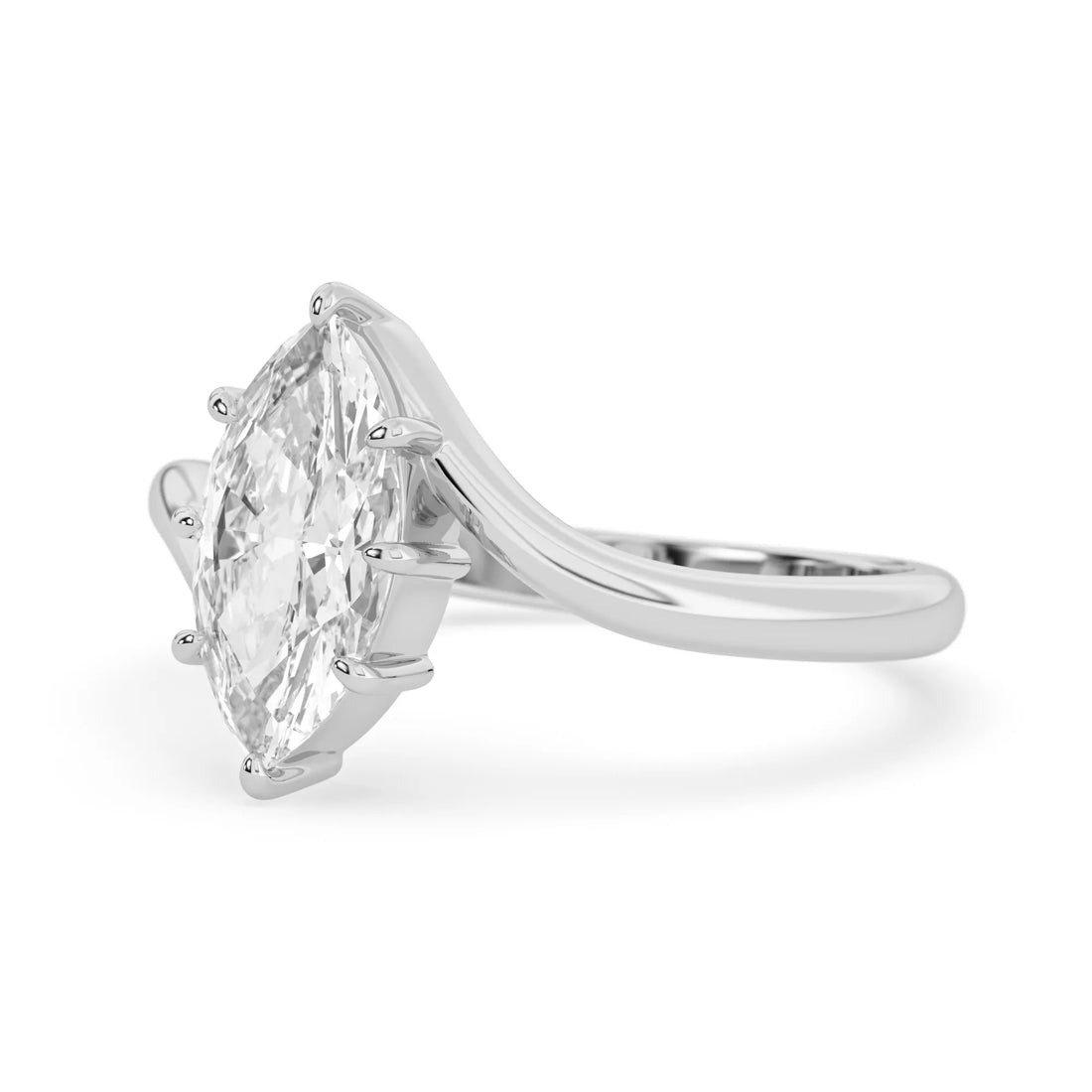 OctaPearl 2 ct Marquise Lab Grown Diamond Bypass Solitaire Engagement Ring